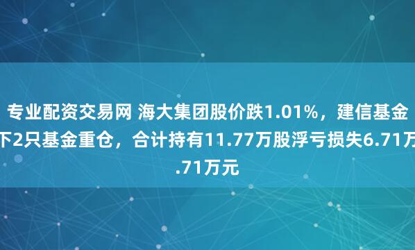 专业配资交易网 海大集团股价跌1.01%，建信基金旗下2只基金重仓，合计持有11.77万股浮亏损失6.71万元